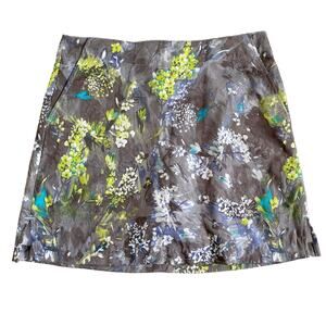 Lady Hagen Skort 2 Gray Yellow Floral Flowers New NWT